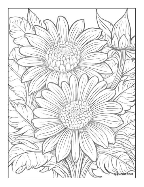 Exotic Flowers Coloring Page 04