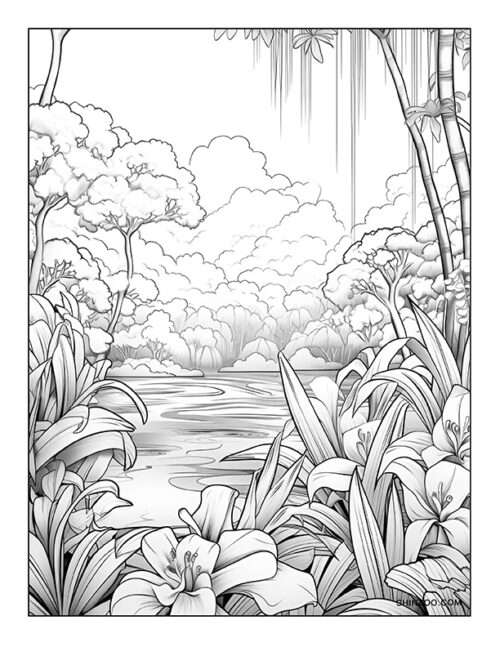 Exotic Flowers Coloring Page 05