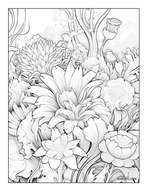 Exotic Flowers Coloring Page 06
