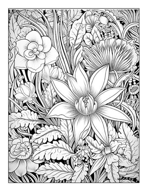 Exotic Flowers Coloring Page 08