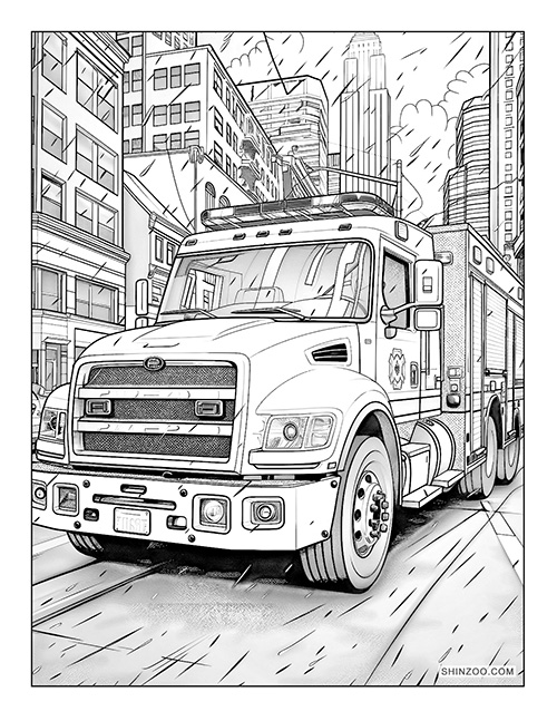 Fire Truck Coloring Page 03