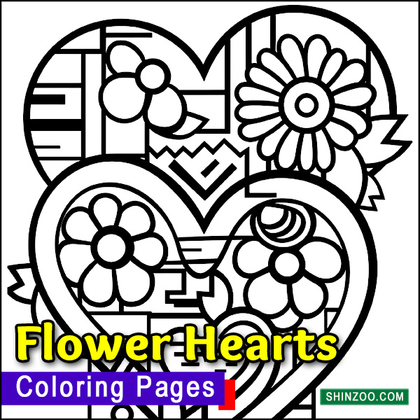 Flower Hearts Coloring Pages
