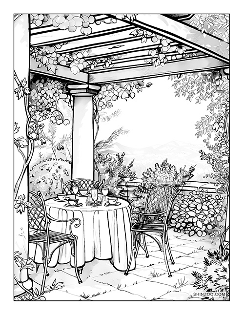 Garden Party Coloring Page 02