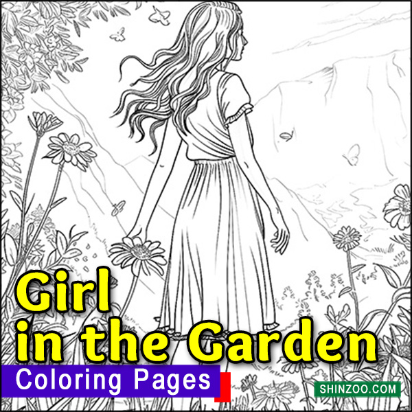 Girl in the Garden Coloring Pages Printable