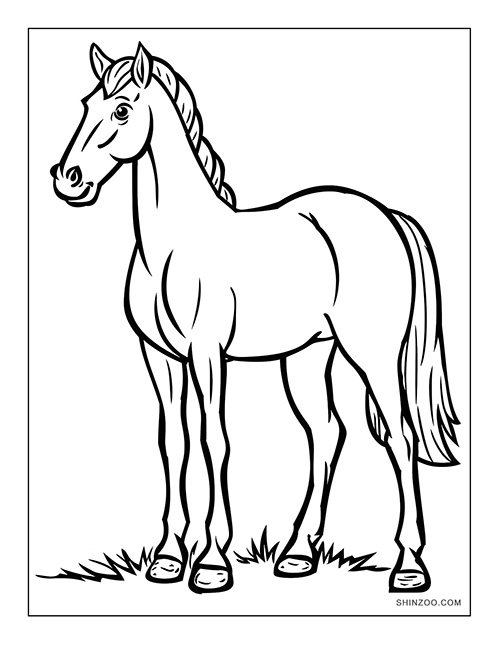 simple horse coloring page printable free