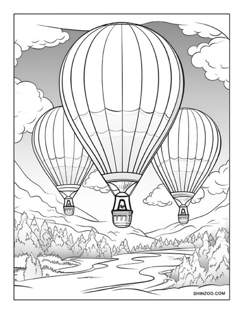 Hot Air Balloon Coloring Page 03