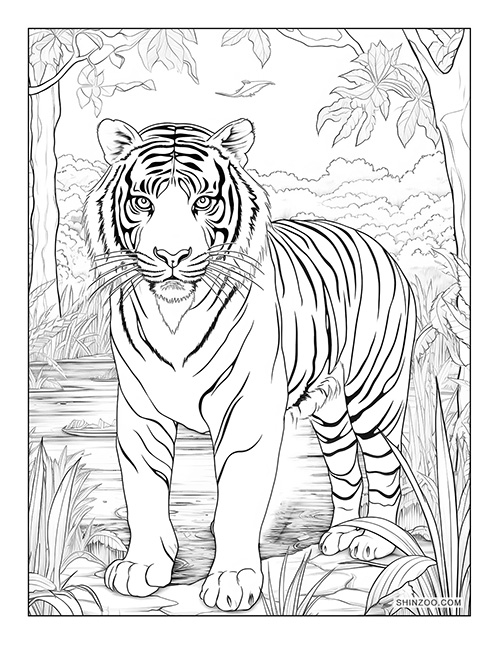 Indochinese Tiger Coloring Page 01