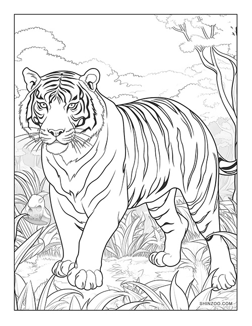 Indochinese Tiger Coloring Page 03