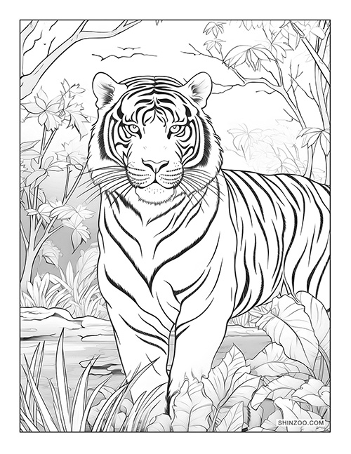 Indochinese Tiger Coloring Page 07