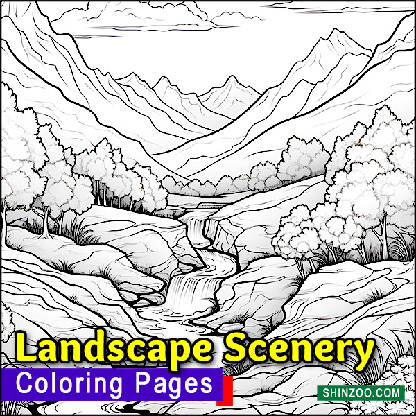 Landscape Scenery Coloring Pages Printable