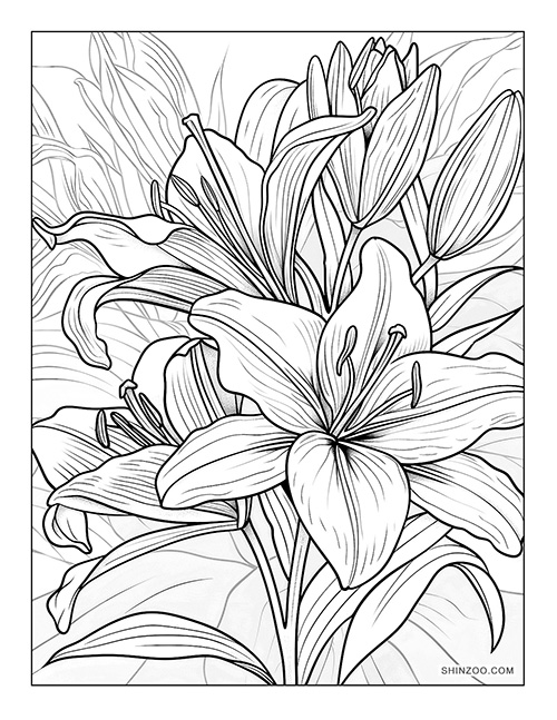 lilies coloring page printable free\