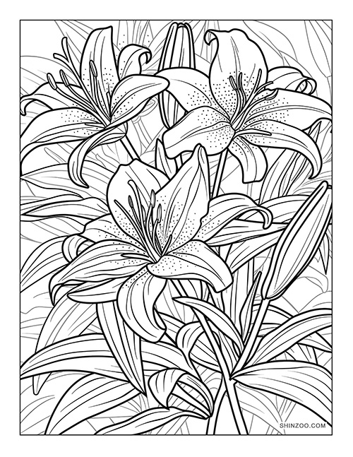 Easter lily flowers coloring page printable