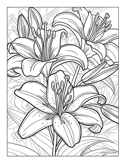 lovely lilies coloring page printable