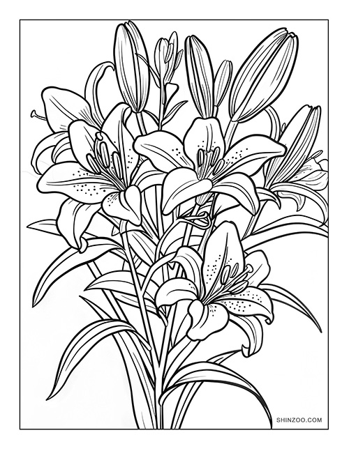 Easter lily flowers coloring page