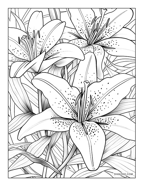 tiger lilies coloring page printable