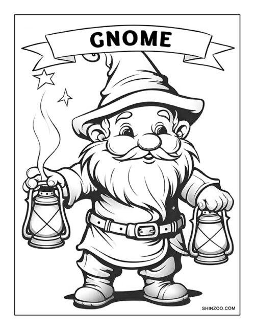 Magical Gnomes Coloring Page 01