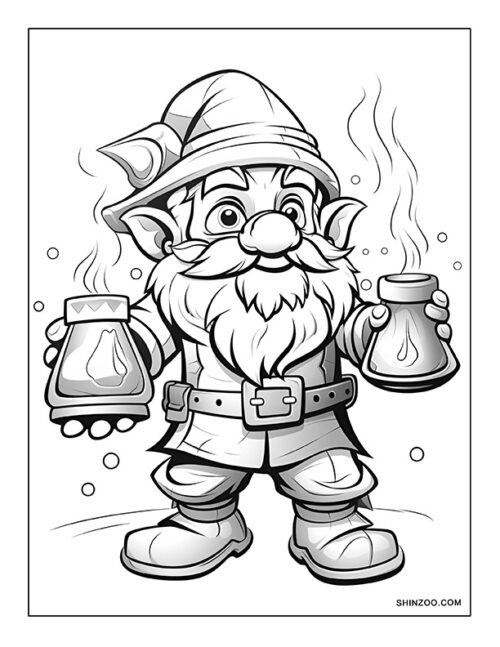 Magical Gnomes Coloring Page 02