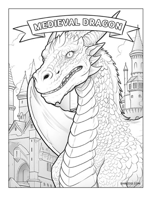 Medieval Dragon Coloring Page 01