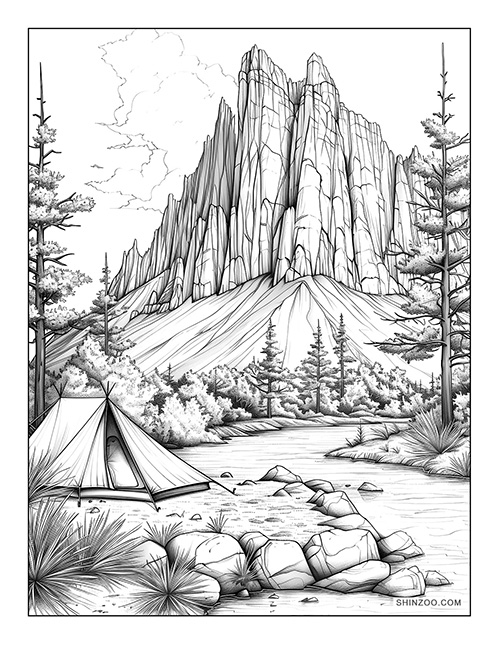Nature Camping Coloring Page 02