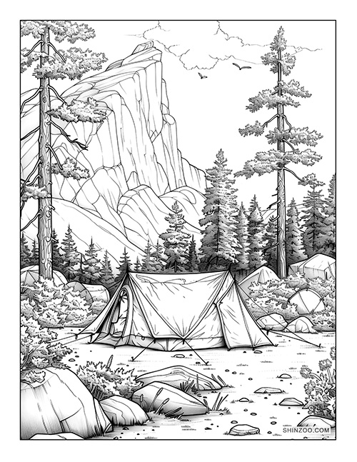 Nature Camping Coloring Page 03
