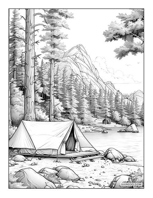 Nature Camping Coloring Page 04