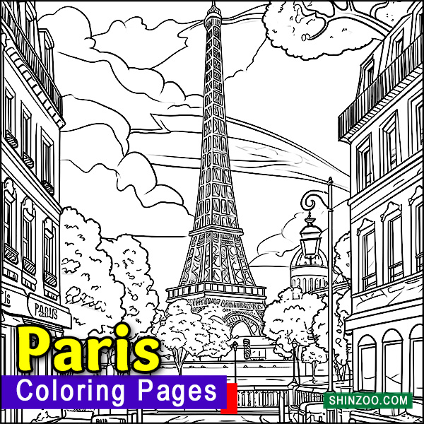 Romantic Paris Printable Coloring Pages