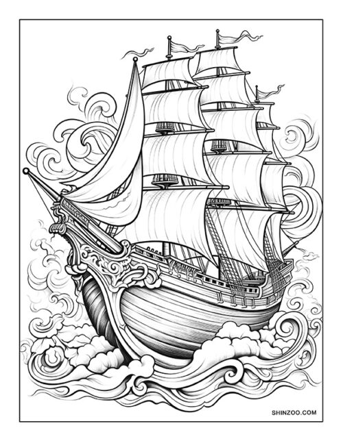 Pirate Ship Coloring Pages 03