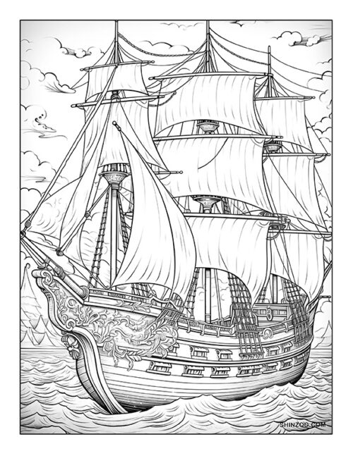 Pirate Ship Coloring Pages 05