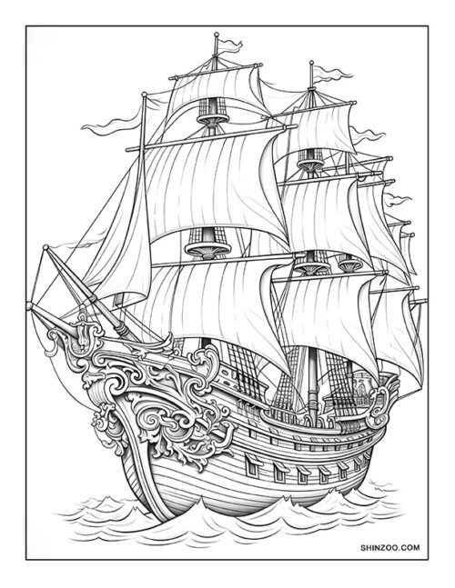 Pirate Ship Coloring Pages 07