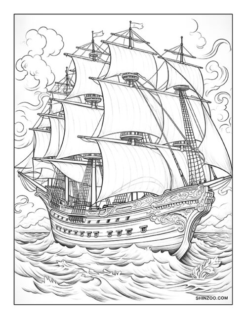 Pirate Ship Coloring Pages 08
