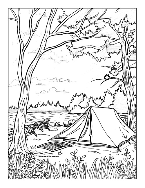 Prairie Camping Coloring Page 01