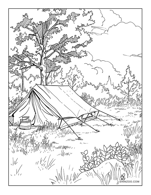 Prairie Camping Coloring Page 02