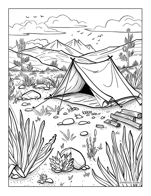 Prairie Camping Coloring Page 03