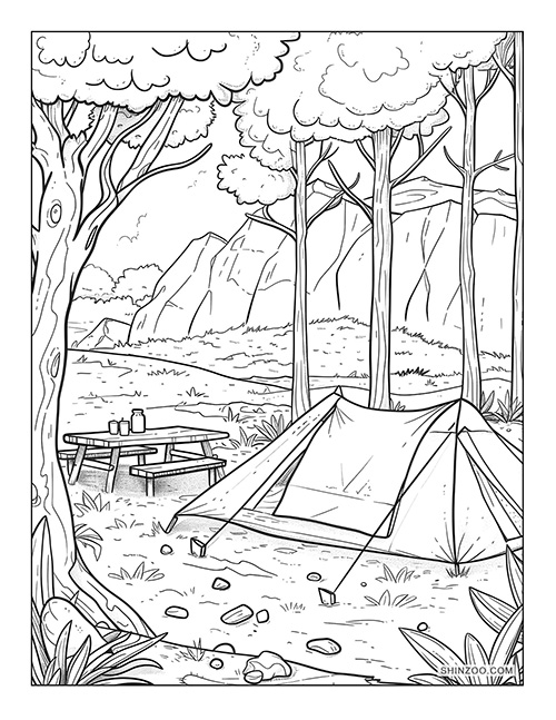 Prairie Camping Coloring Page 04