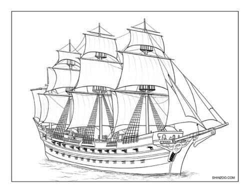 Sailing Ship Coloring Page 02