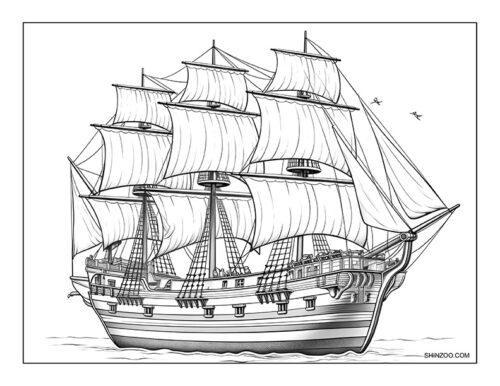 Sailing Ship Coloring Page 04