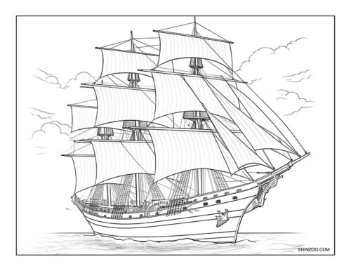 Sailing Ship Coloring Page 08