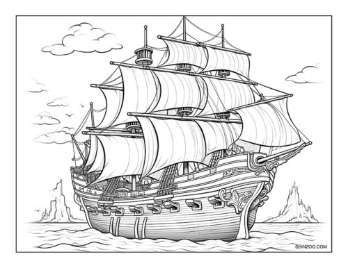Sailing Ship Coloring Page 09