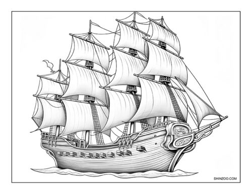 Sailing Ship Coloring Page 10