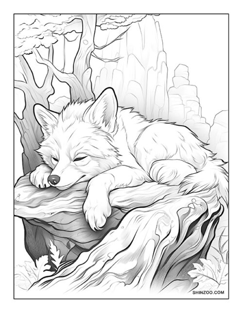 Sleeping Fox Coloring Page 07