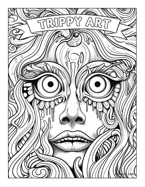 Trippy Art Coloring Page 01