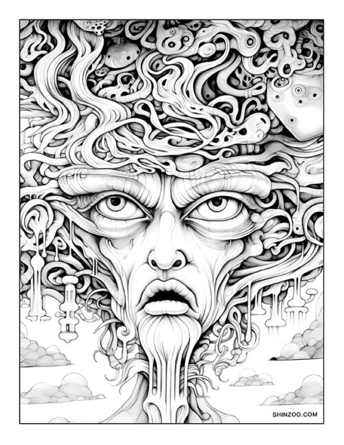 Trippy Art Coloring Page 07