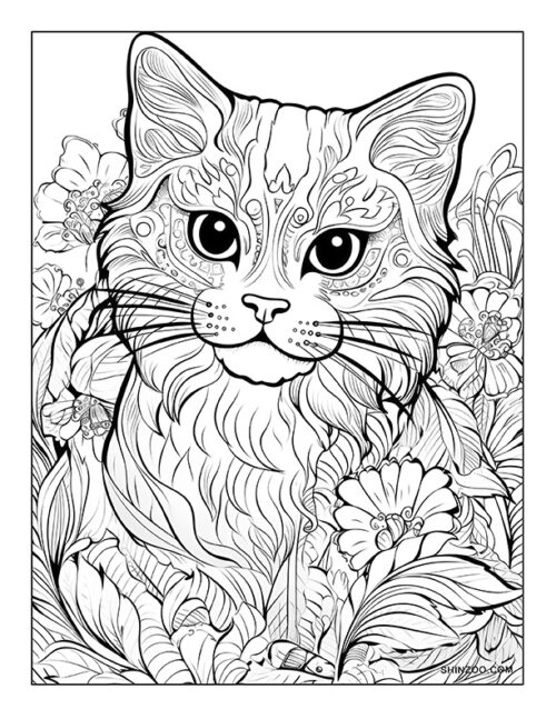 Trippy Cat Coloring Page 02