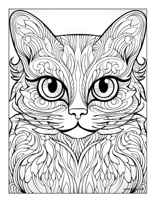 Trippy Cat Coloring Page 03