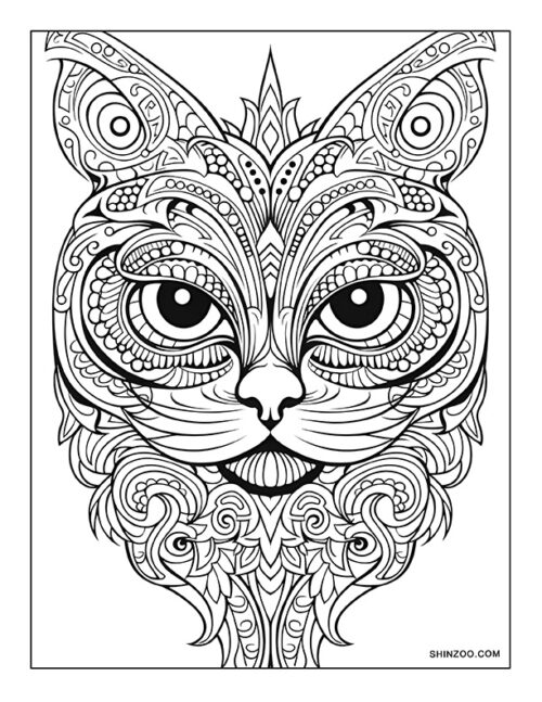 Trippy Cat Coloring Page 04