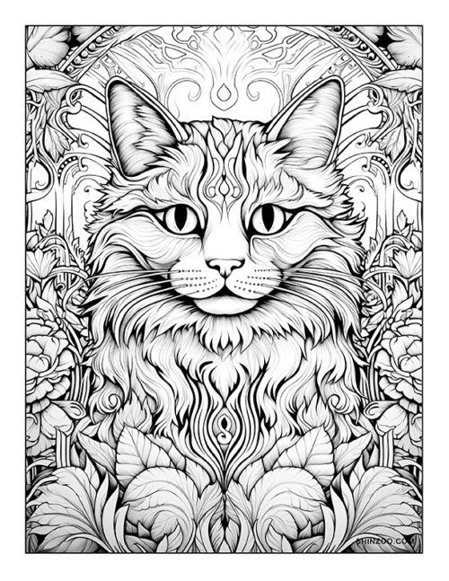 Trippy Cat Coloring Page 05