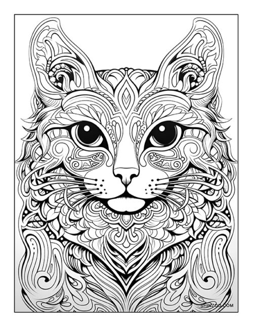 Trippy Cat Coloring Page 07