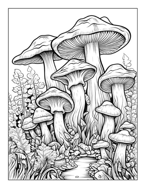 Trippy Mushroom Coloring Page 10