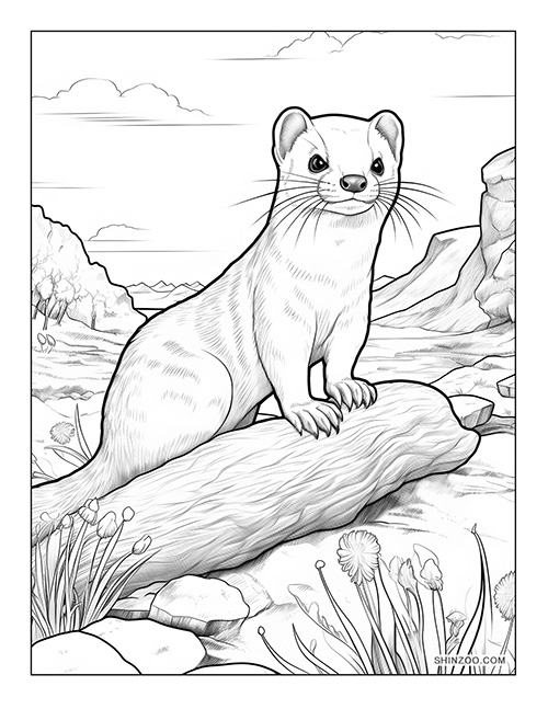 Weasel Coloring Page 02
