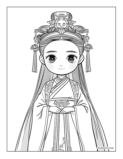 Ancient Chinese Princess Coloring Page 05
